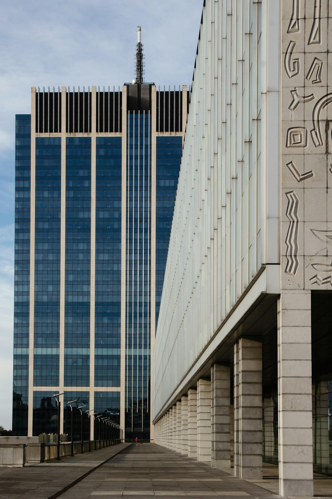 Modern office skyline of Brussels Belgium with glass buildings